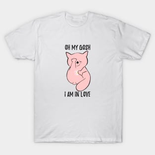 Valentines day -  I am in love -  funny cat T-Shirt